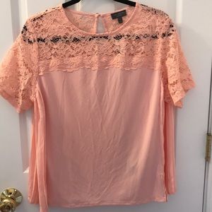 NWT THE LIMITED Lace Trimmed Pleated Top, Coral